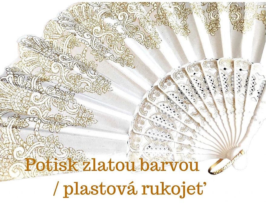 Vějíř pro nevěstu zlatá - bílá detail
